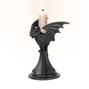 Alchemy Gothic Black Flying Vampire Bat Candle Stick Stand NWT NIB